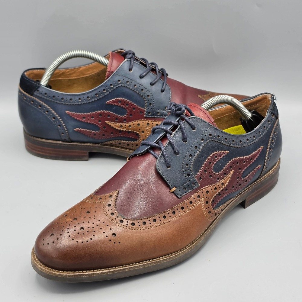 Florsheim Oxford Mens 10D Multi Wingtip Comfortech Flame Brogue Dress Shoes